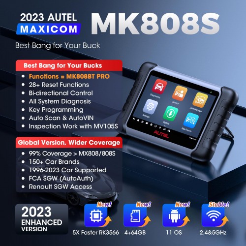 2023 Autel MaxiCOM MK808S MK808Z MK808 All System Diagnosis Tablet with Android 11 Operating System Support Active Test 28+ Service