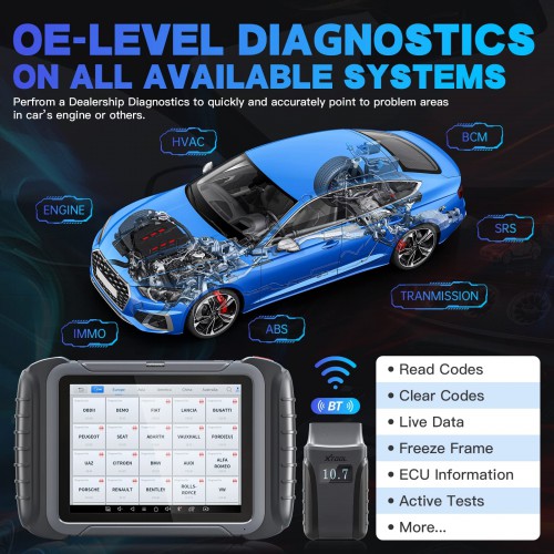 XTOOL D8W Smart OBD2 Scanner WIFI Car Diagnostic Tool With  38+ Services,CAN FD, ECU Coding,Bi-Directional Control,Key Programming, Crankshaft Relearn